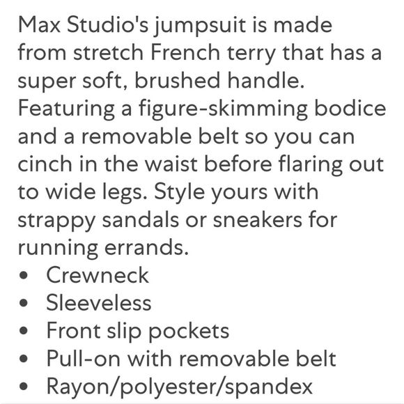 Max Studio French Terry Waist-Tie Jumpsuit - Picture 14 of 16